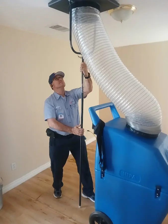 Mini Split Installation technician using HEPA equipment in Aliso Viejo
